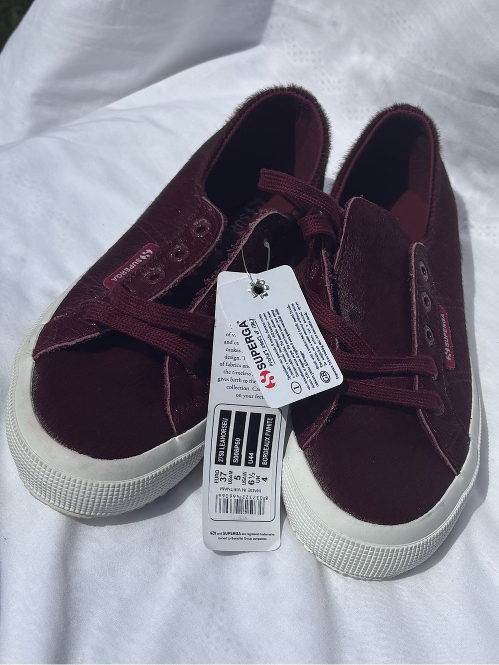 Superga Kids Burgundy Canvas Sneakers with White Sole